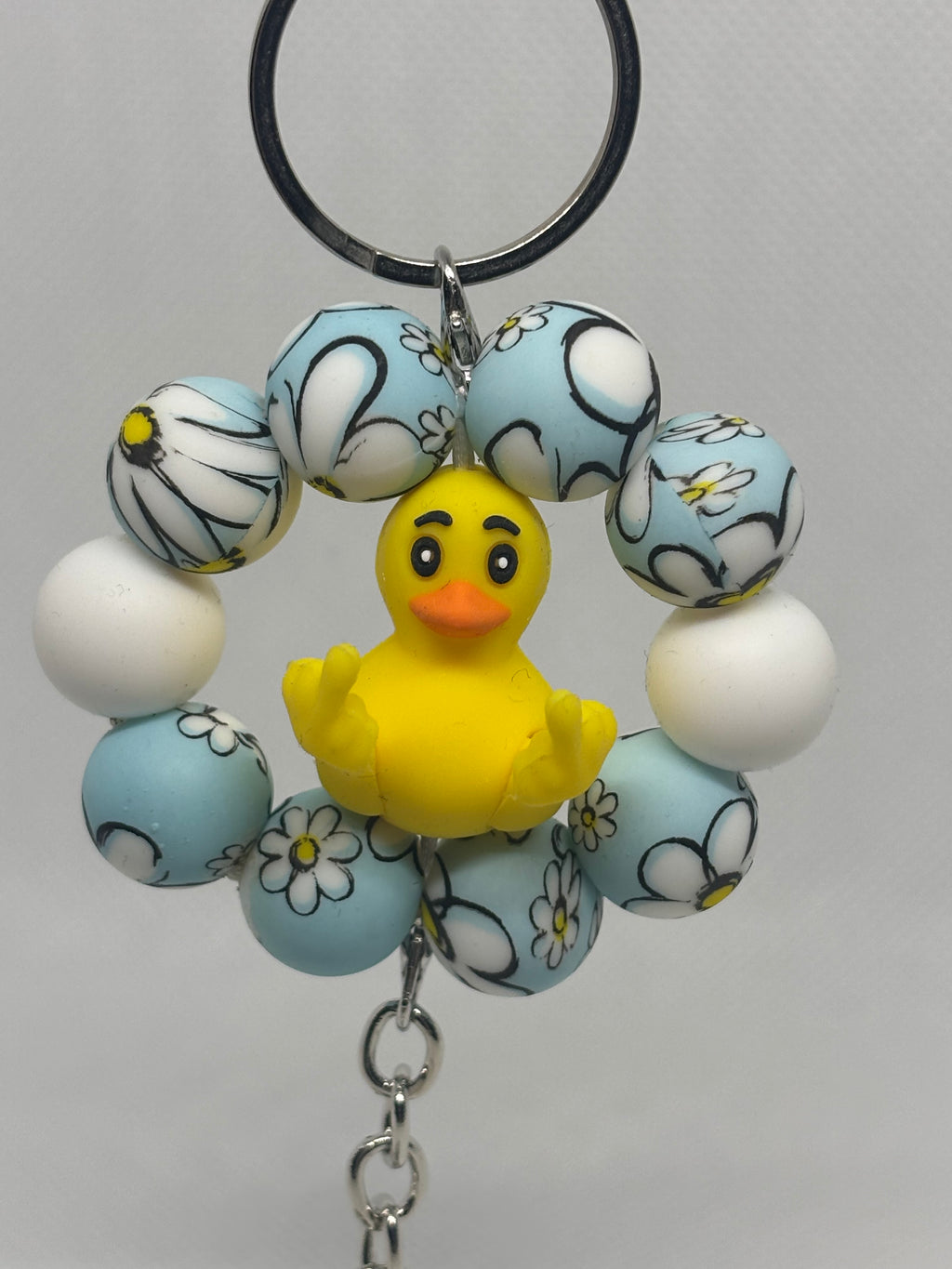 Duck You with Blue Silicone Beads with Daisies