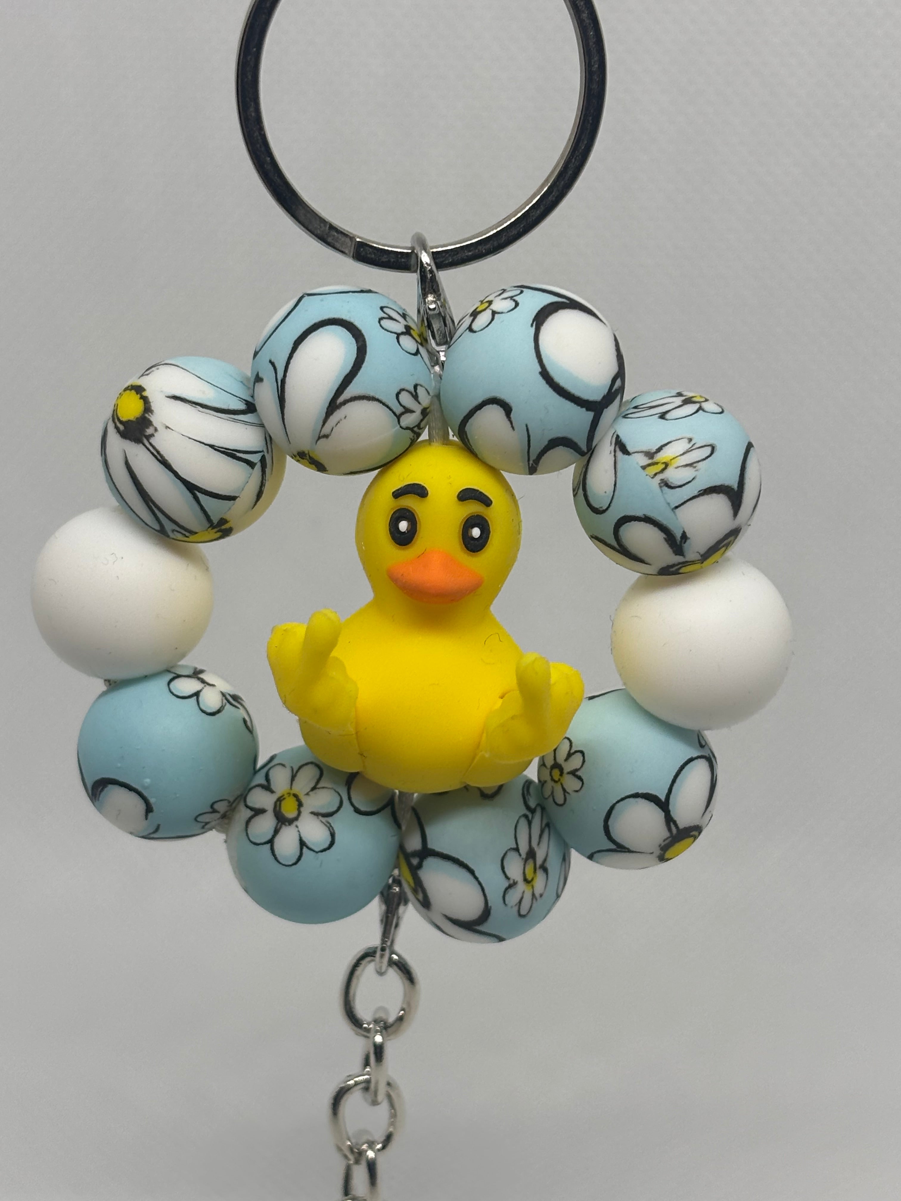 Duck You with Blue Silicone Beads with Daisies