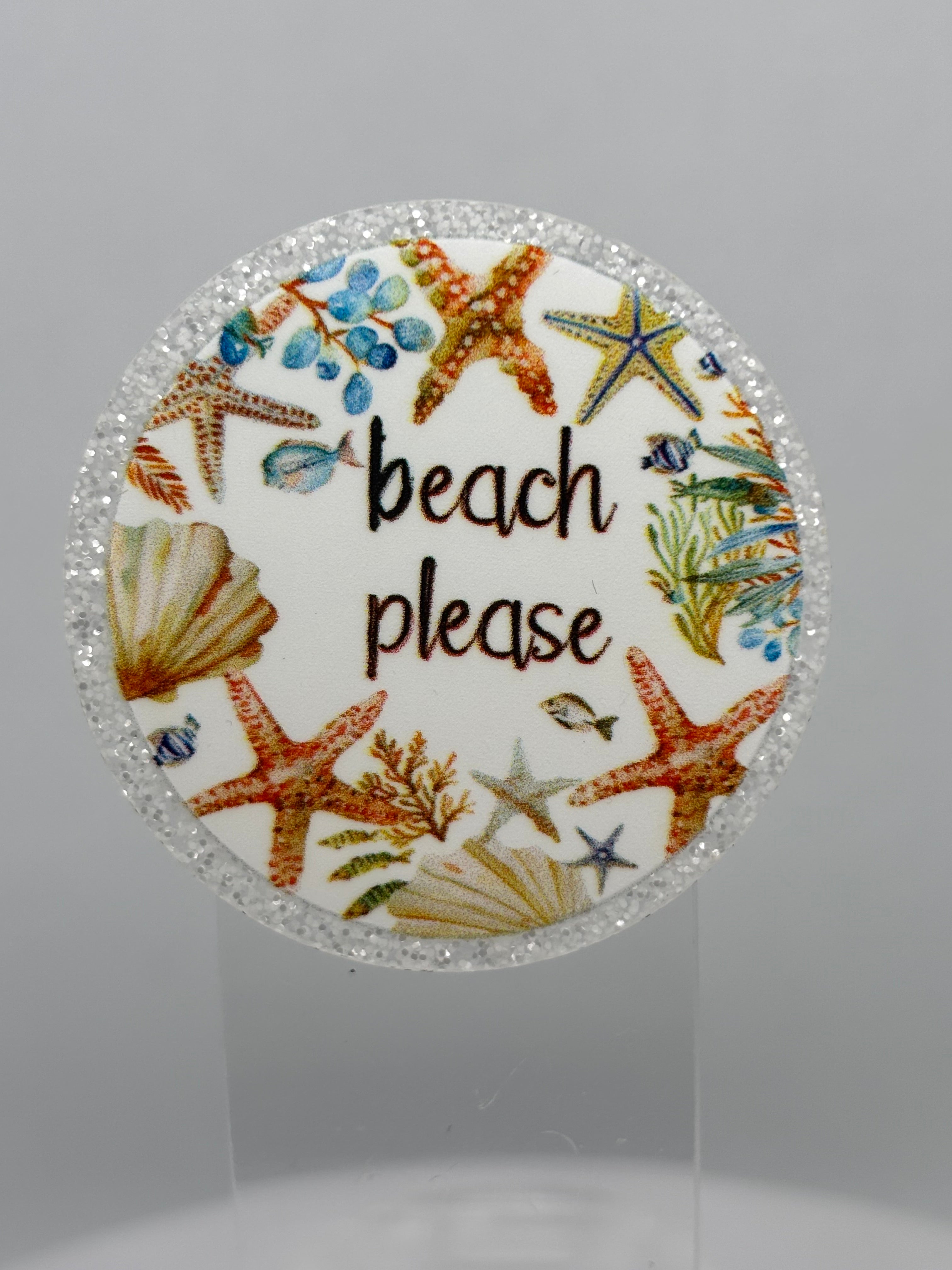 Beach Please (round and white)