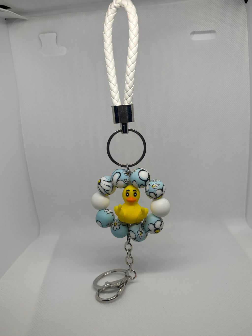 Duck You with Blue Silicone Beads with Daisies