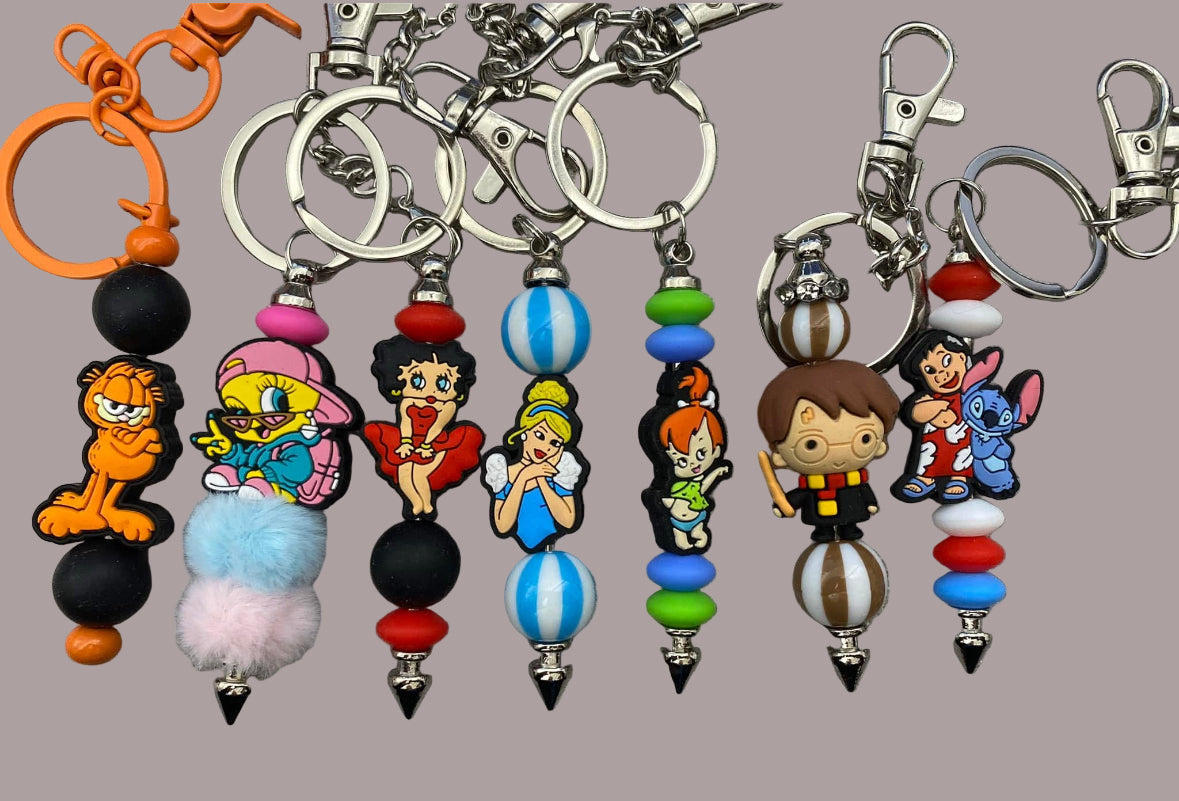 Metal beaded keychains